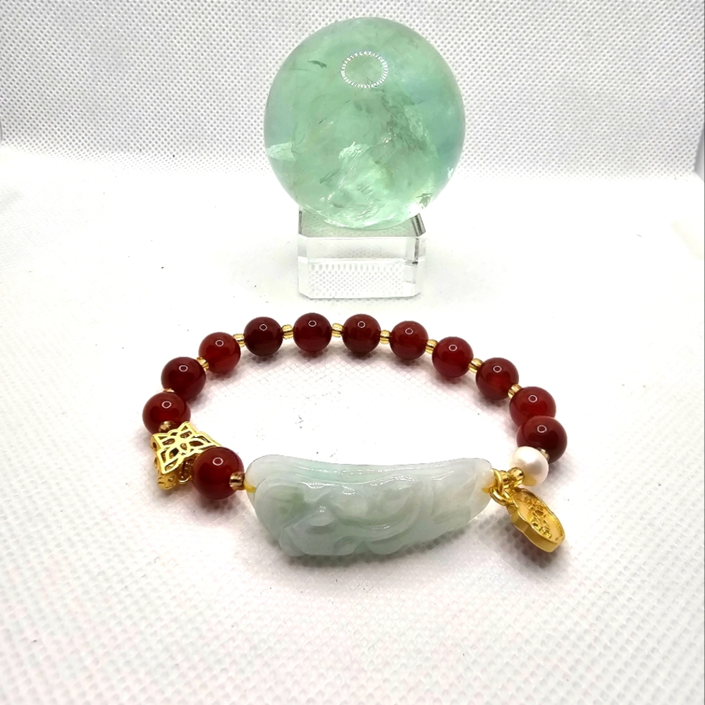Jade with Carnelian Beads Bracelet